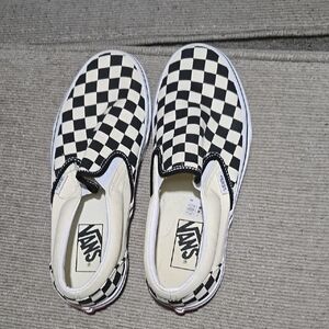 Vans Checkered Slip-On Shoes - Black and Off White